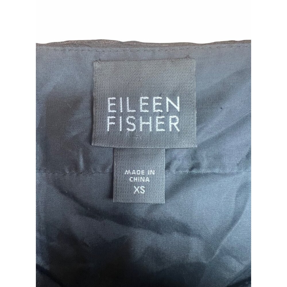 Eileen Fisher Black Lightweight Crinkle Chiffon Sleeveless Silk Dress XS - Picture 10 of 14